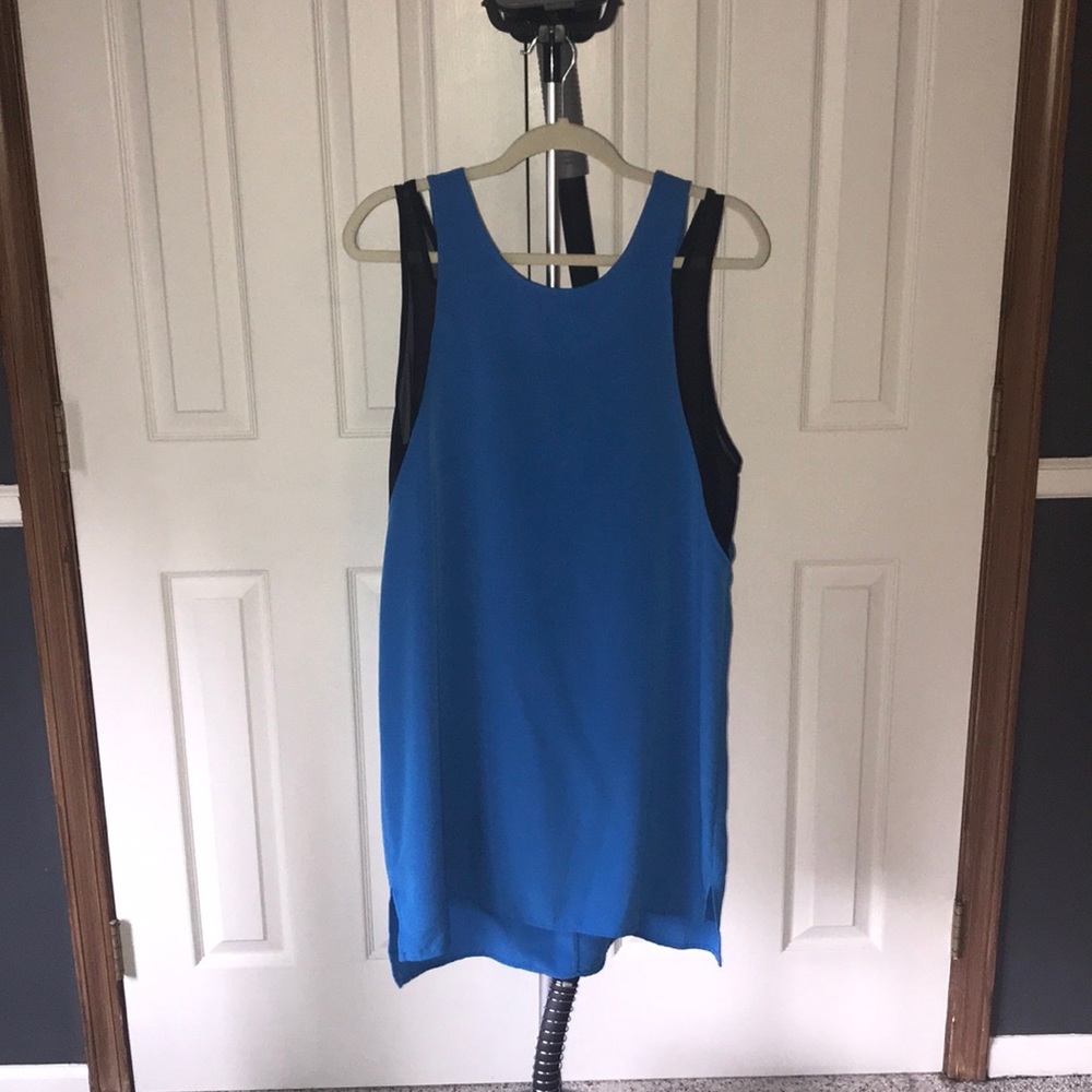 Blue and black shift dress